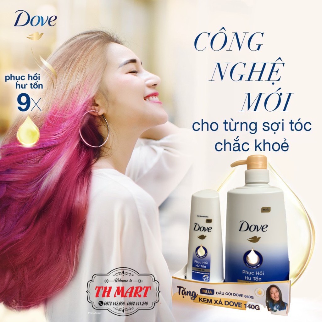 Dầu Gội Đầu Dove Phục Hồi Hư Tổn Chai 640G ( Tặng )