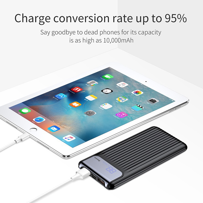 Sạc Dự Phòng Baseus Cổng Usb 3.0 Hỗ Trợ Sạc Nhanh Cho Iphone X 8 7 6 Samsung S9 Huawei 10000mah