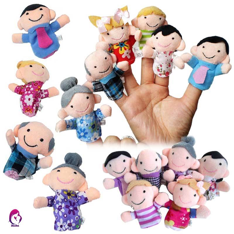 【Hàng mới về】 6 Pcs Finger Family Puppets Cloth Doll Props for Kids Toddlers Educational Toy