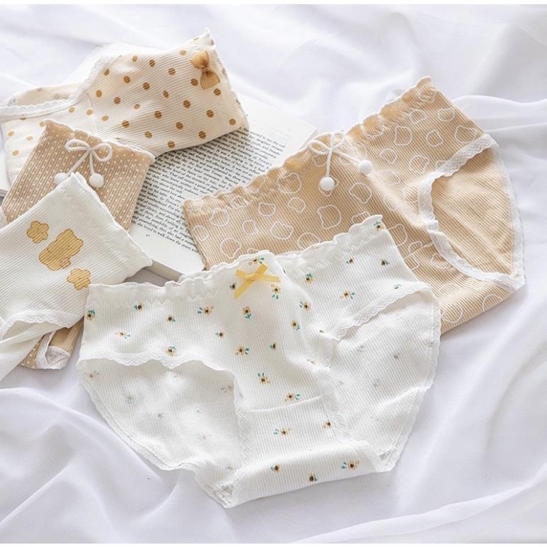 Quần Lót Nữ ❤️ Quần Lót Cotton Trà Sữa Chấm Bi Ngang Eo Mềm Mại Co Dãn Thoáng Khí 2116