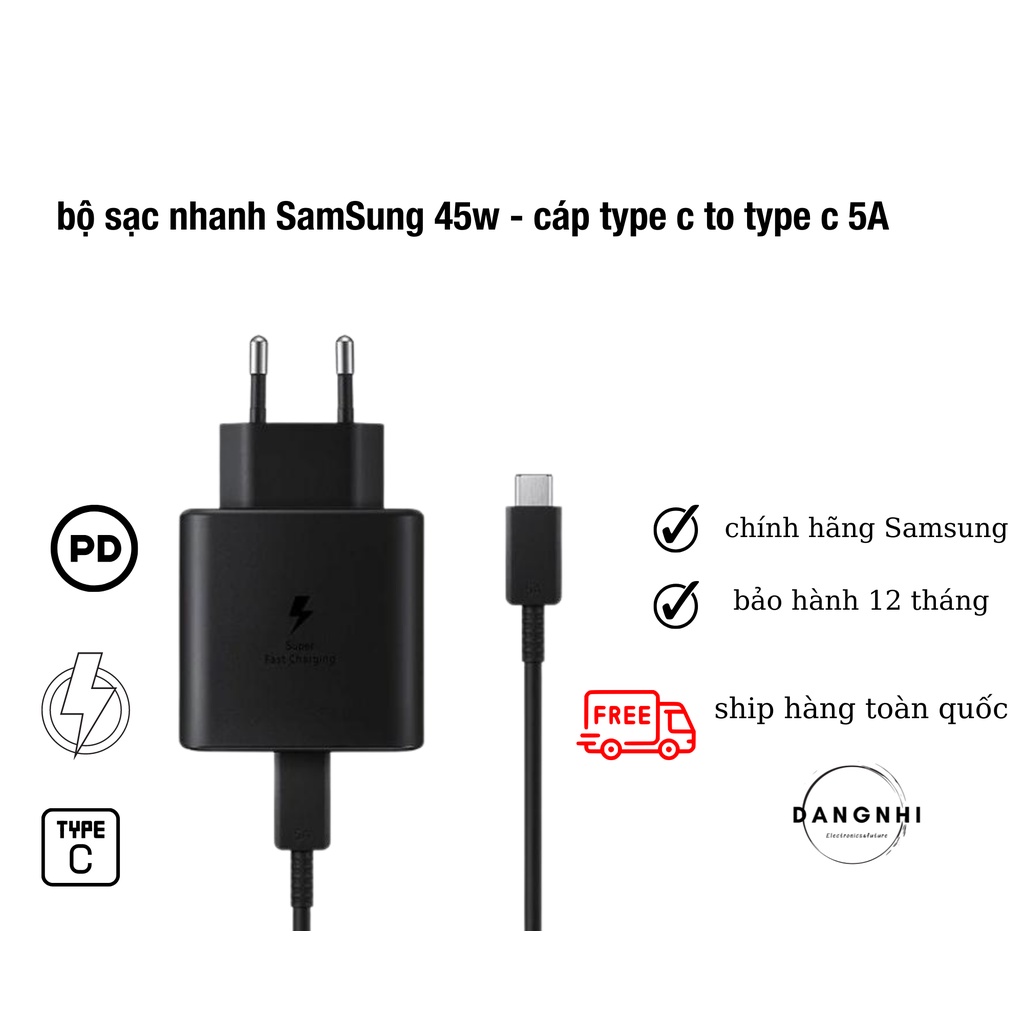 Bộ sạc nhanh Samsung Travel Adapter 45W EP-TA845X - Hàng Chính Hãng Dành cho Samsung Note10plus/note20/series s22/s22ult