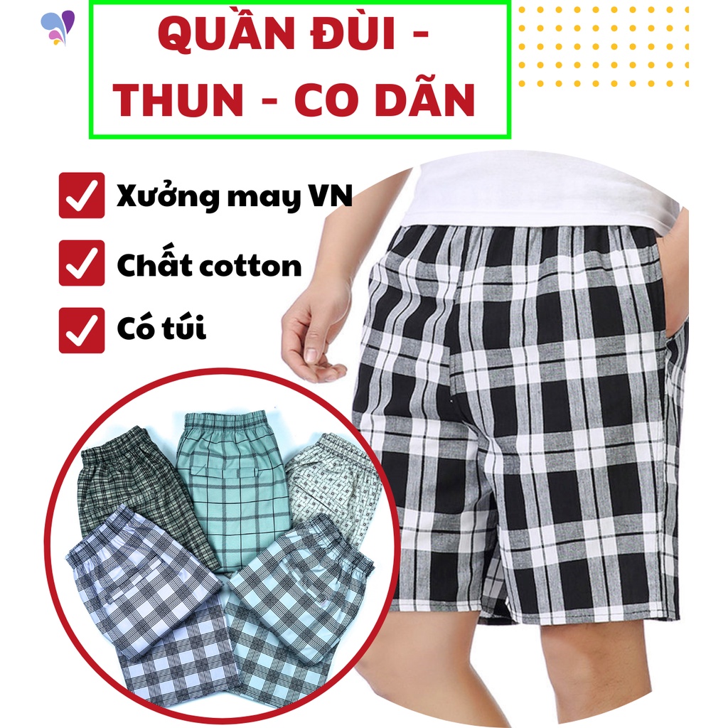 (Siêu Khuyến Mãi) Quần Short Nam Giá Rẻ-Vải Cotton Sọc Kẻ Caro,Quần Thun Nam, Vải Mềm, Thoải Mái, Thoáng Mát, Chất lượng