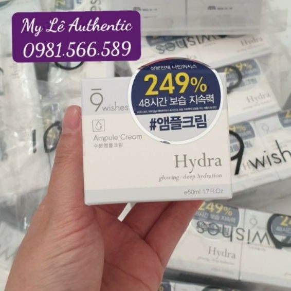 [50ml]Kem dưỡng Căng bóng mịn màng da 9wishes Hydra Ampule