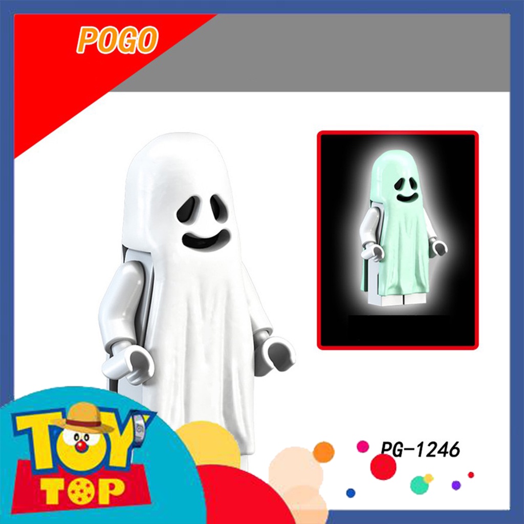 Đồ chơi lắp ráp mini con ma ghost mặt buồn mếu PG1245 mặt cười vui PG1246 xếp hình Pogo mini