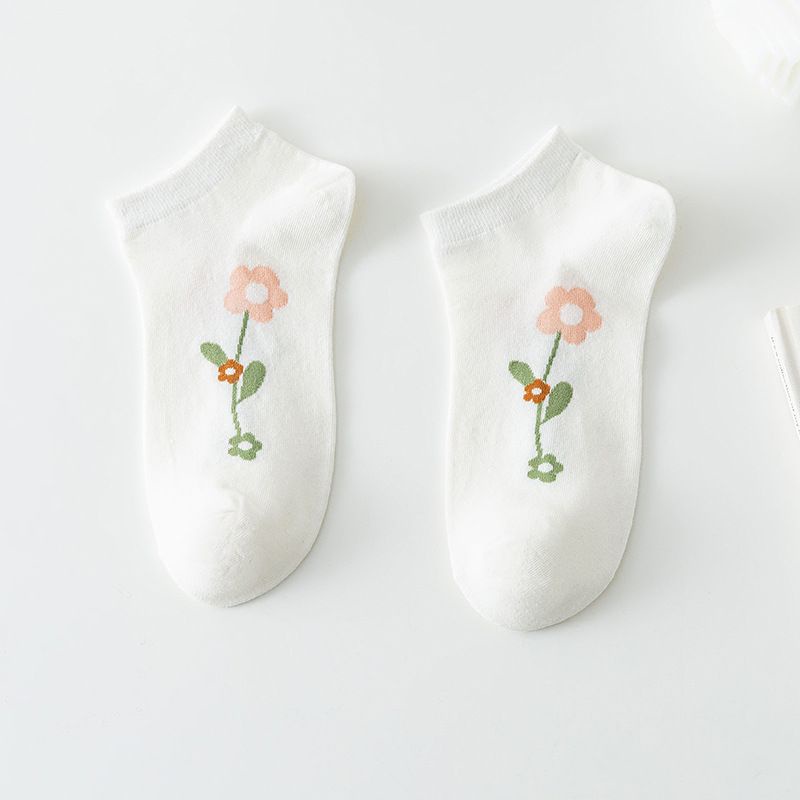 Set 5 đôi tất cổ ngắn hoa xanh cotton siêu xinh BAG U TATMIX078-hoaxanh