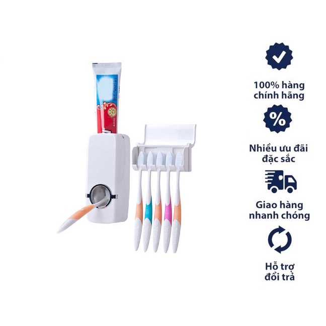 Dụng Cụ Nhả Kem Tự Động Touch Me Kèm Giá Treo Bàn Chải 4 Slot - Thiết Bị Lấy Kem Đánh Răng Nhỏ Gọn Tiện Dụng