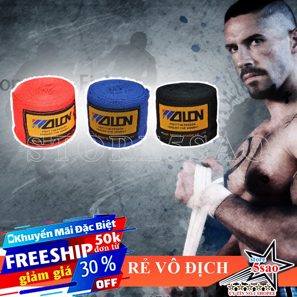 🎁 Băng quấn tay boxing wolon ⚡FREESHIP⚡ Băng đa boxing quấn tay đấm bốc tập võ bằng vải cotton 3m , 5m bền đẹp