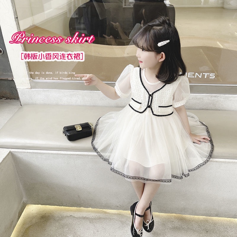 Đầm Công Chúa Mùa Hè Phối Lưới Xinh Xắn Phong Cách Mới Cho Bé Gái