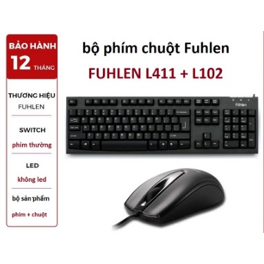 [BỘ PHÍM CHUỘT] Combo Bàn Phím Fuhlen L411 + Chuột Fuhlen L102 hàng chính hãng bh 12 tháng