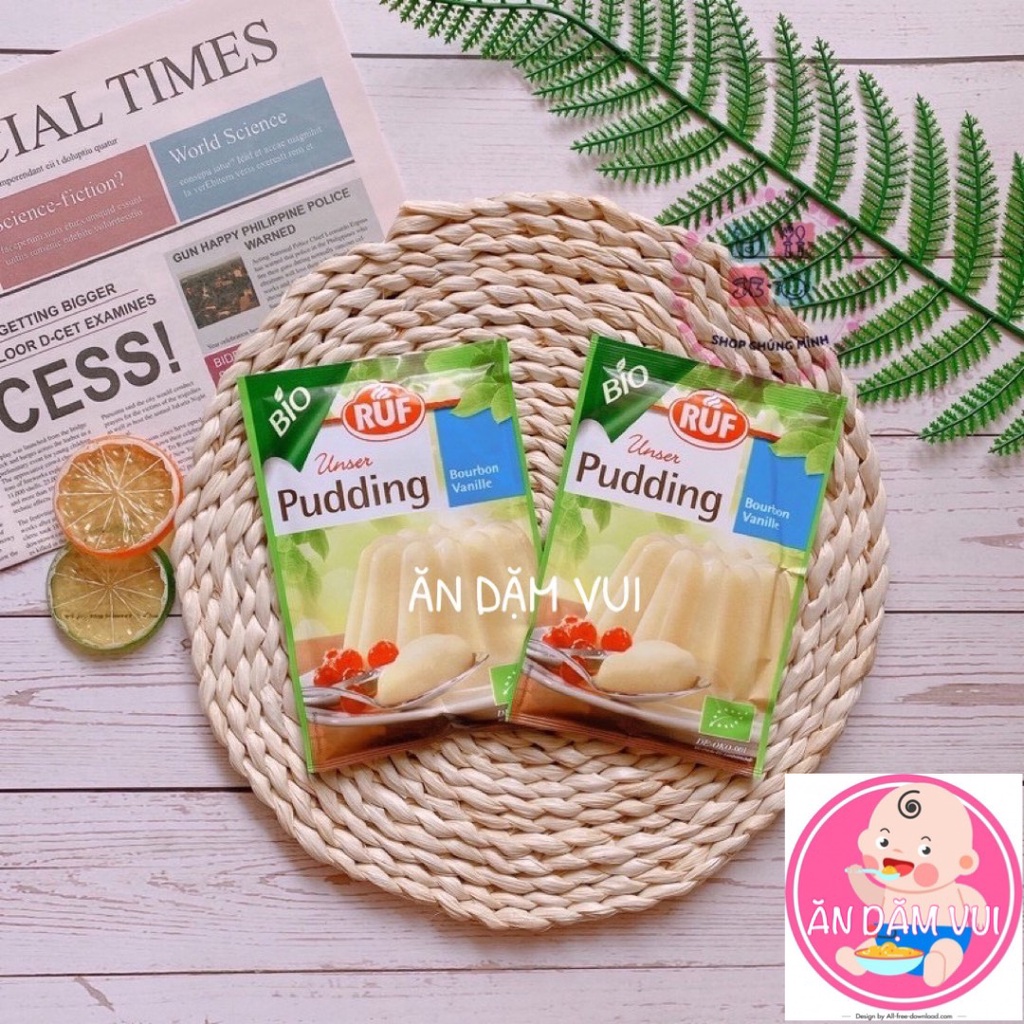 [DATE 2022] Bột Pudding Hữu Cơ RUF Đức Hương Vani Gói 40g Chế Biến Đồ Ăn Dặm, Làm Bánh, Bữa Phụ Cho Bé