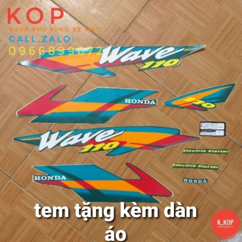 Bộ dàn áo xe WAVE anpha - Wave zx - wave 110 đời 2002-2006, nhựa nguyên sinh ABS( Tặng tem thái xanh ngọc)