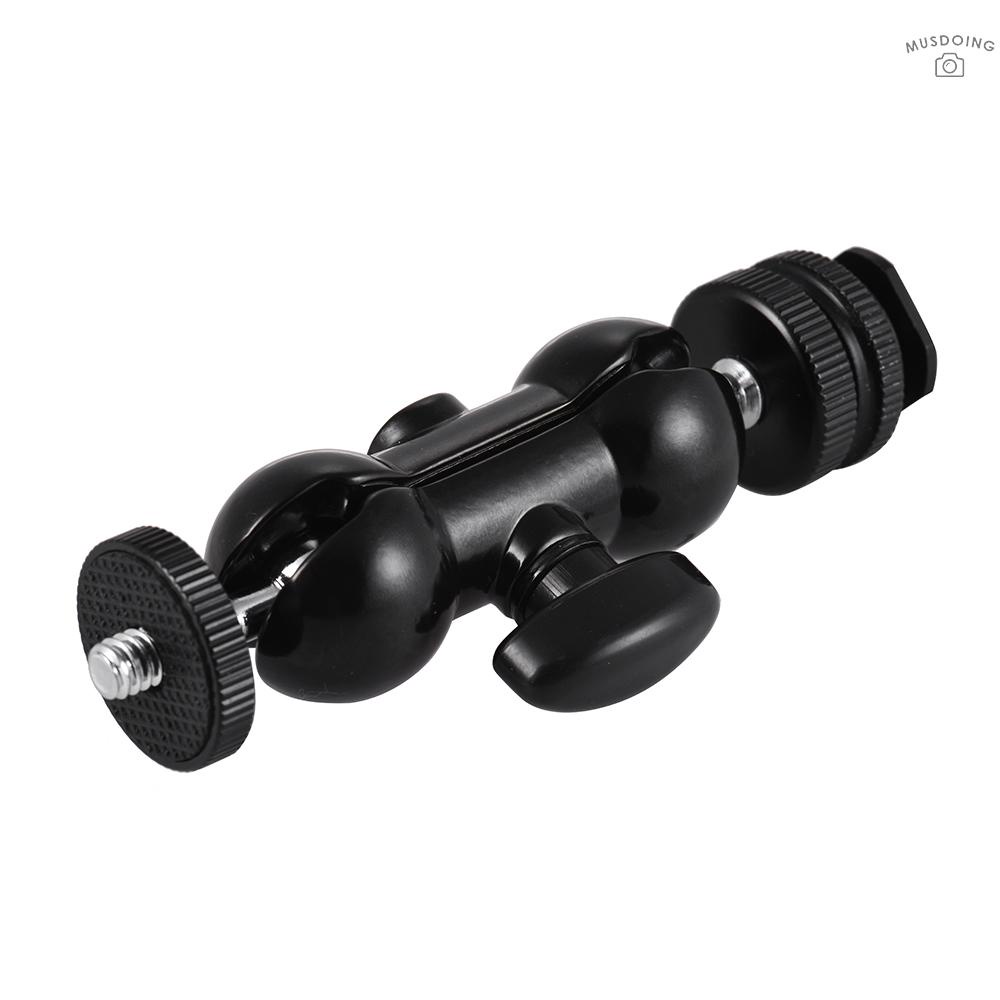 ღ  Multi-Function Double Ballhead Bracket Arm Ballhead with Cold Shoe Mount 1/4