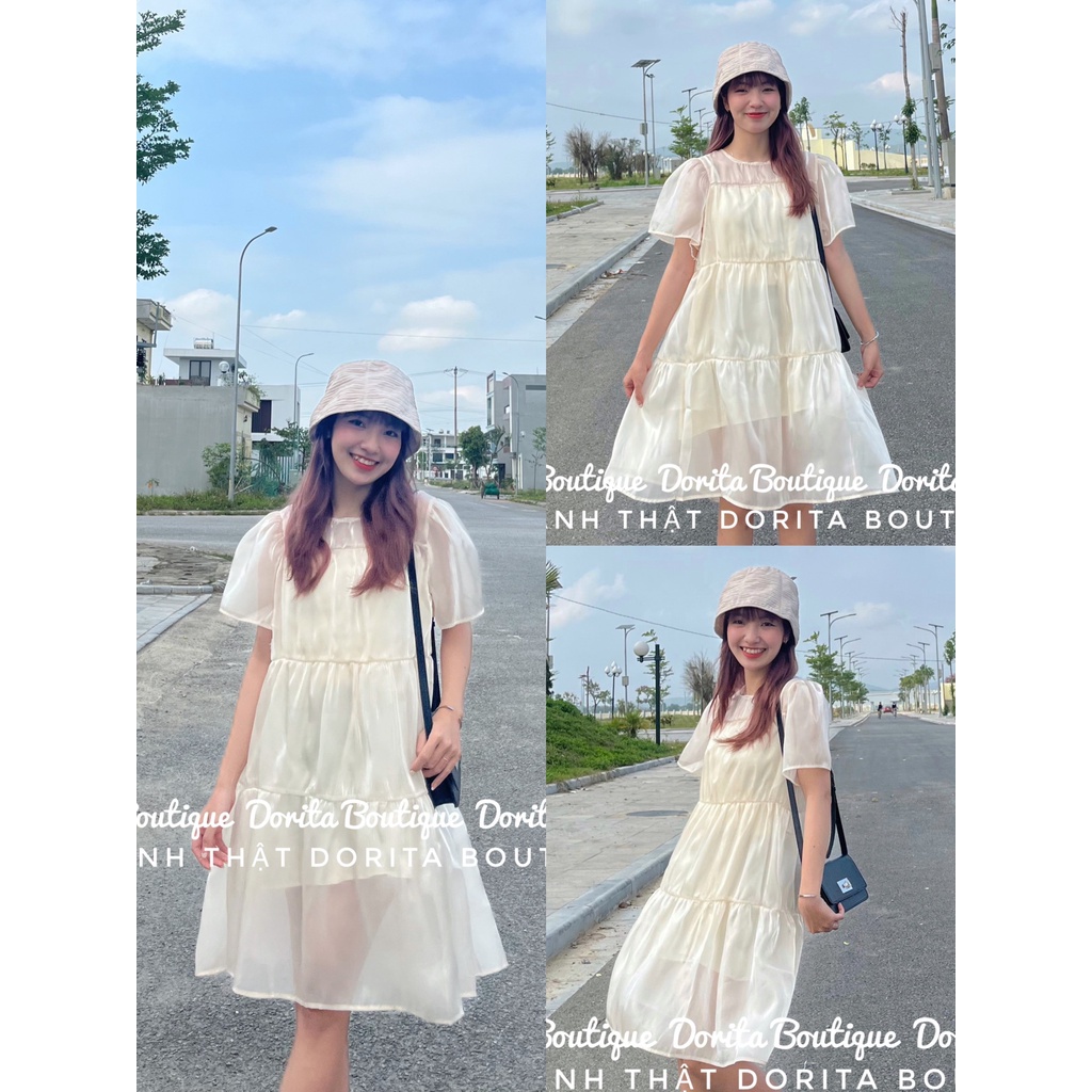 Váy babydoll voan tơ óng tiểu thư siêu xinh, Đầm babydoll voan óng