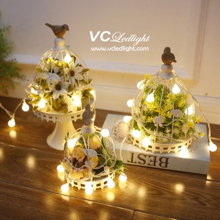 Đèn led dây bi nhỏ trang trí hoa cưới, hoa sinh nhật, hoa cắm trong gia đình