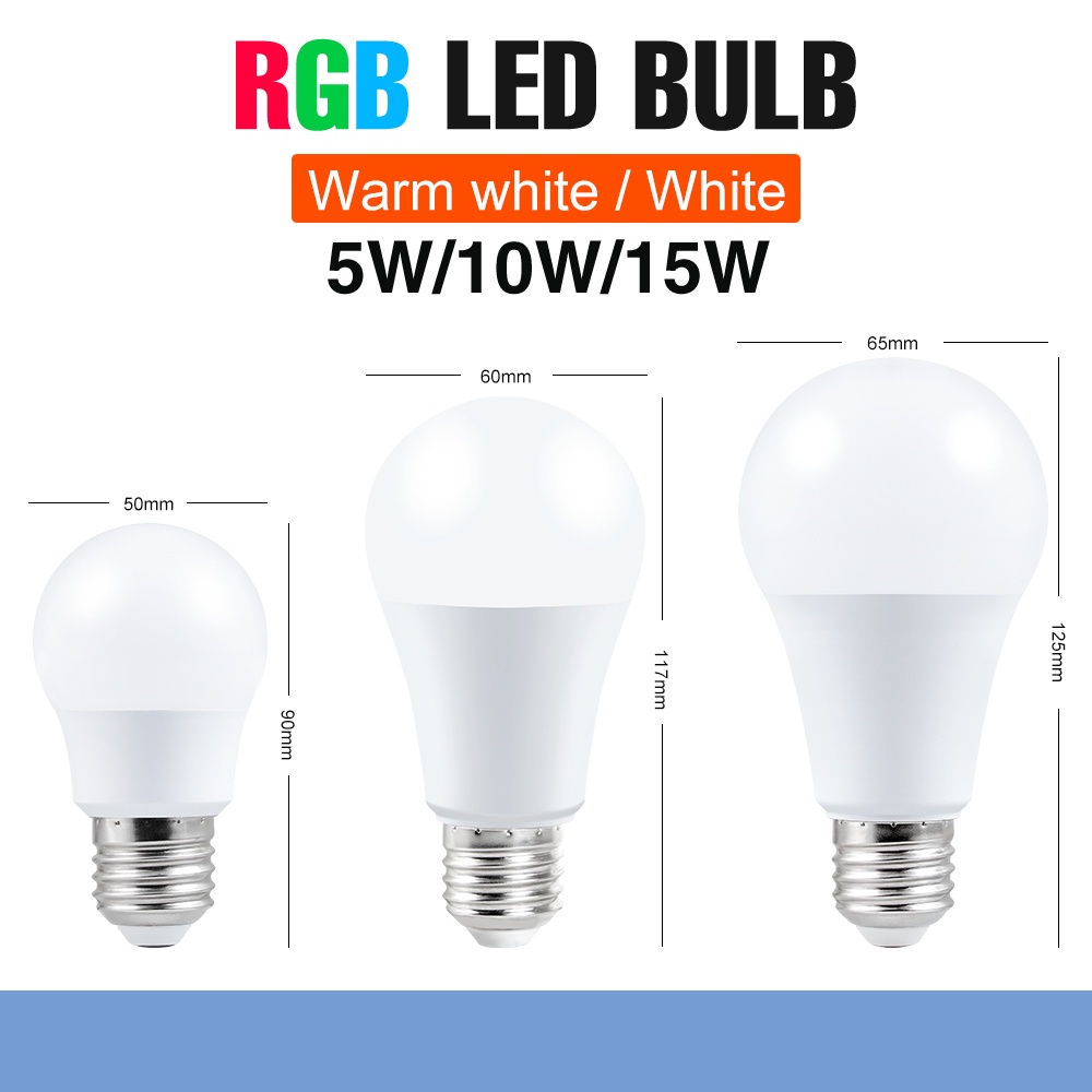 Bóng Đèn LED Đổi Màu 220V E27 RGB 5W 10W 15W RGBW 110V Kèm Remote Điều Khiển