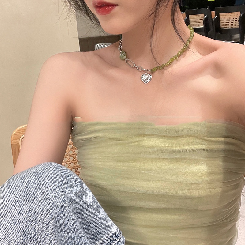 Vòng cổ Mặt Hình Trái Tim Đính Đá Pha Lê Thanh Lịch Cho Nữ