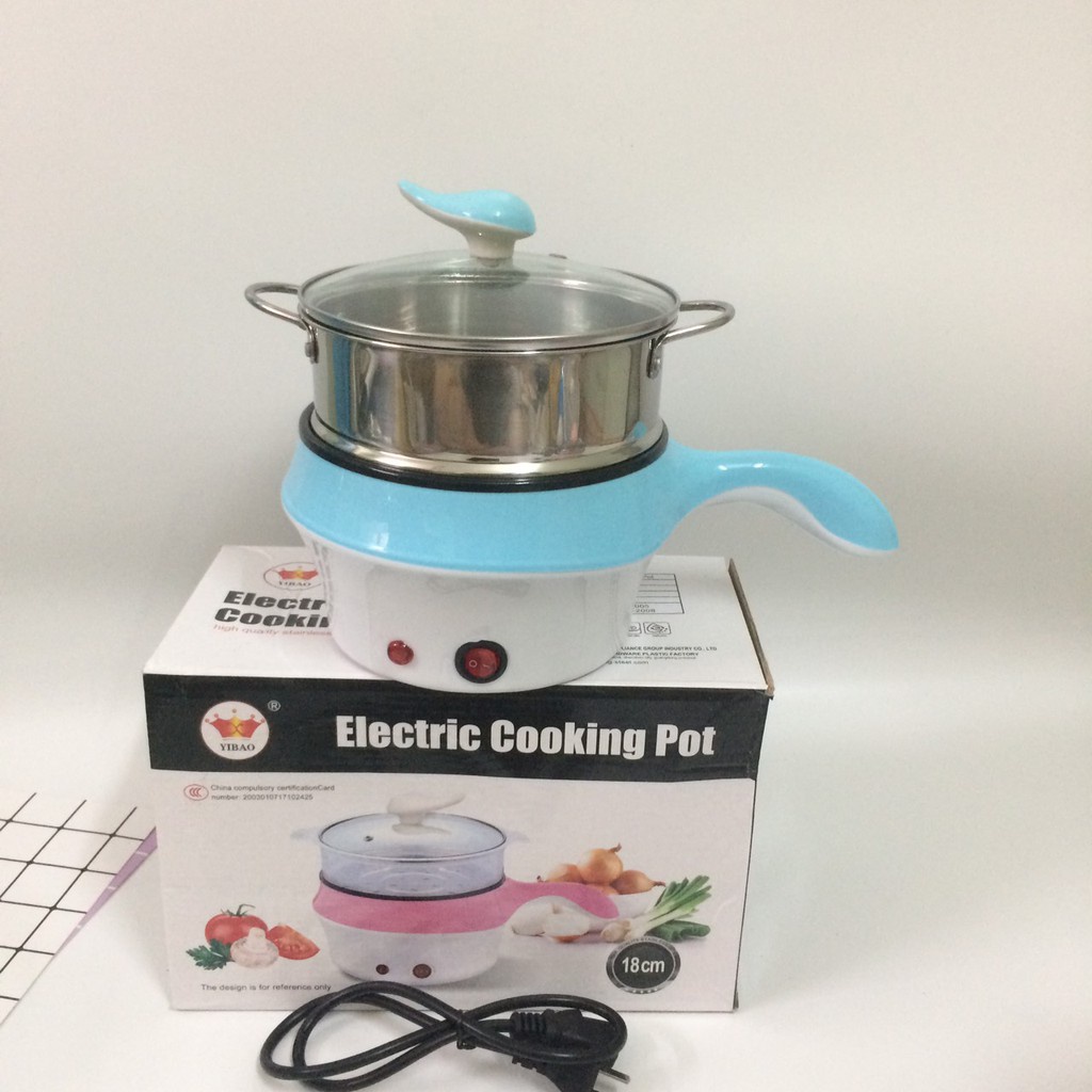 Nồi chiên nấu mini đa năng chống dính 2 tầng(kèm lồng hấp inox)