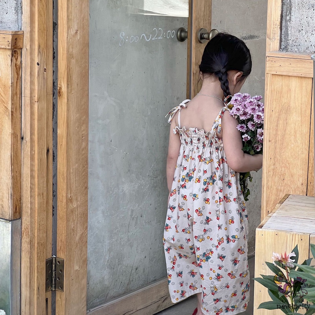 Bộ Áo Liền Quần Hai Dây Ống Rộng Phong Cách Hàn Quốc Cho Bé Gái