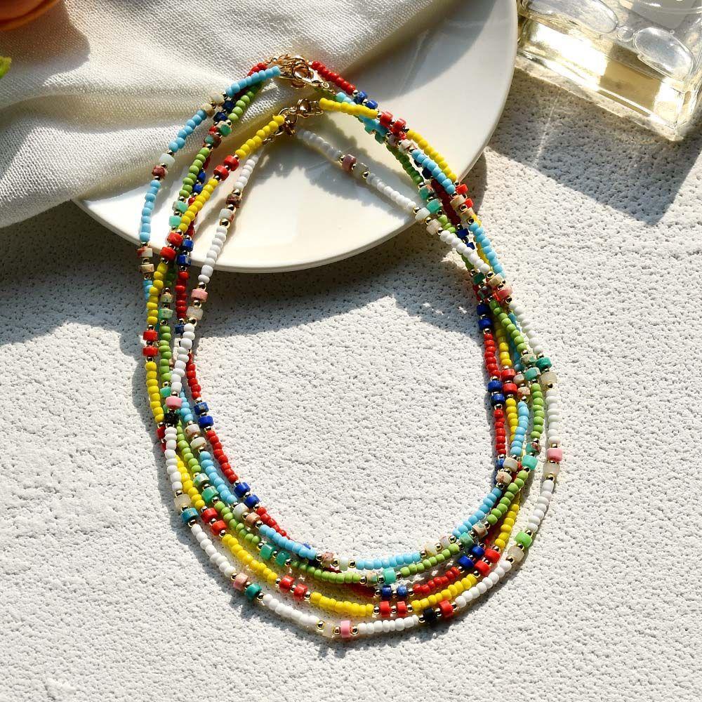 Vòng cổ Phong Cách Bohemian Đơn Giản Thời Trang|Vòng cổ Chuỗi Hạt Nhiều Màu Sắc Dễ Thương