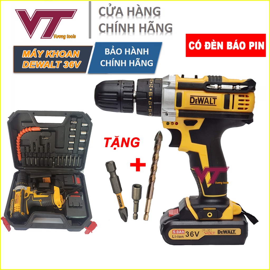 Máy khoan pin dewalt 36V đa năng, kèm bộ phụ kiện