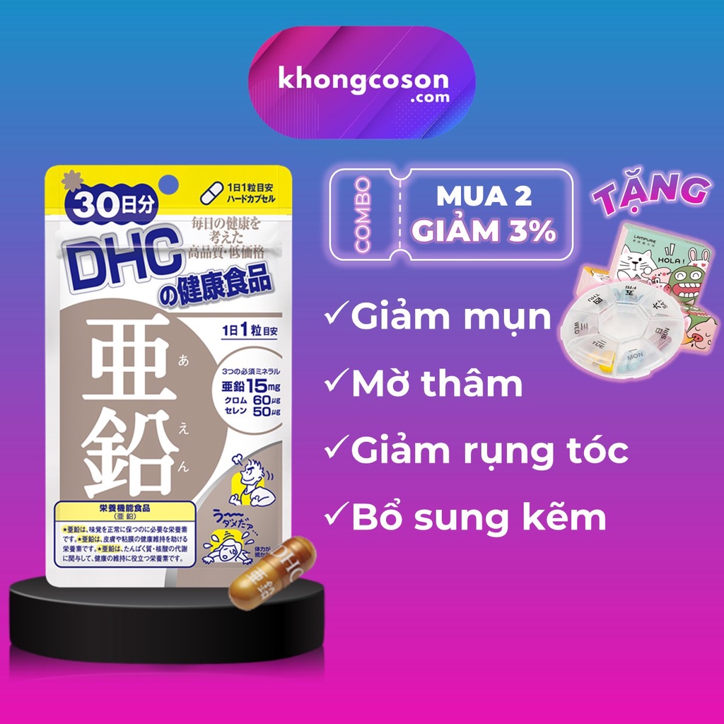 Kẽm DHC Viên Uống Giảm Mụn Và Bổ Não DHC ZinC 15 và 30 ngày -Khongcoson