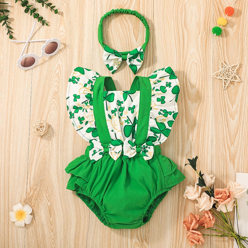Body Tay Ngắn Cho Bé Gái Sơ Sinh 0-24 Tháng,Bodysuit Liền Thân Màu Hồng Kèm Băng Đô Áo Liền Quần Cho Bé trẻ em