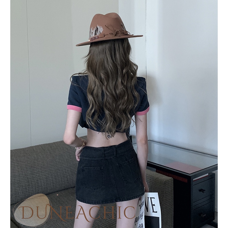 DUNEA Chân Váy Denim Chữ A Chống Cháy Nổ Thời Trang Cho Nữ