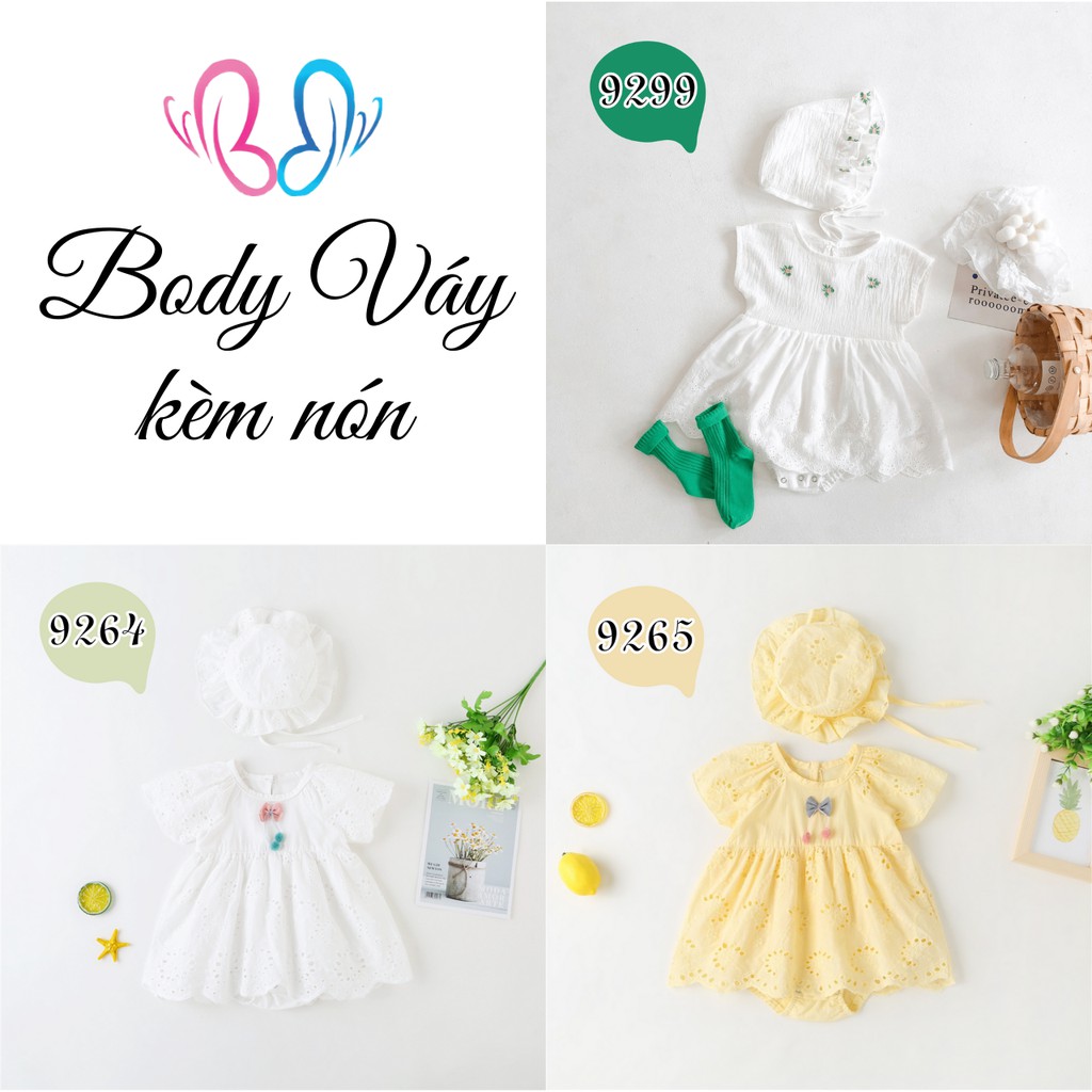 SET BODY VÁY BÉ GÁI KÈM NÓN NHIỀU MẪU DỄ THƯƠNG CHO BÉ TỪ 6-13KG