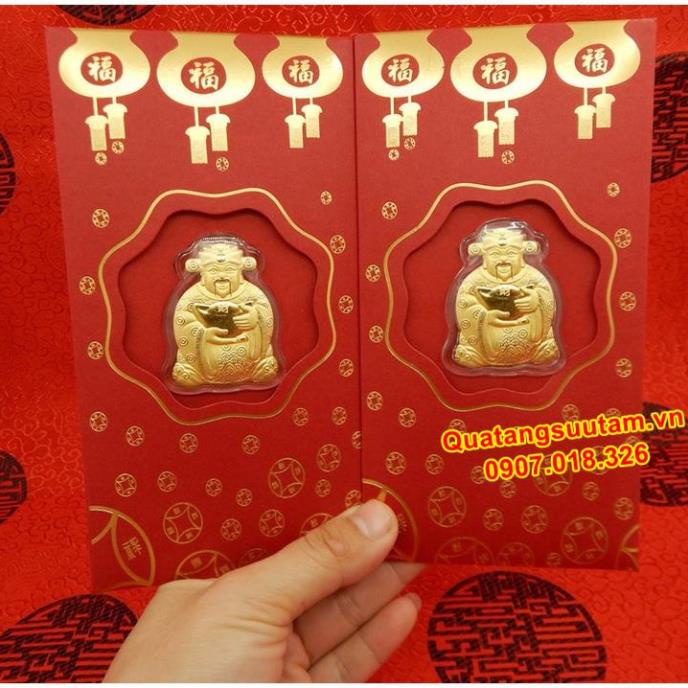 [RƯỚC LỘC] bao lì xì thần tài vàng 24k từ Đài Loan, Quà Tết 2023