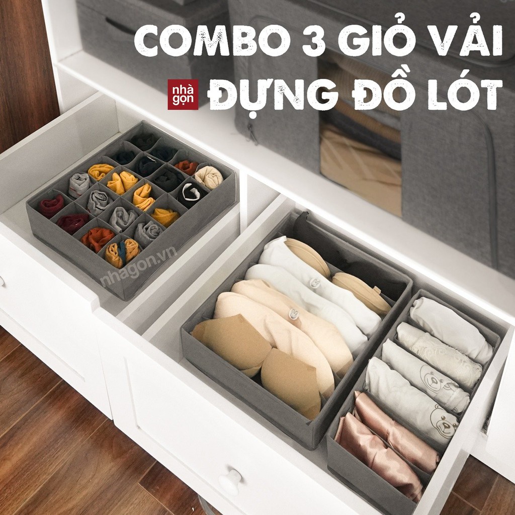 SET 3 hộp đựng đồ lót  chất dầy có thể gấp gọn tiện lợi