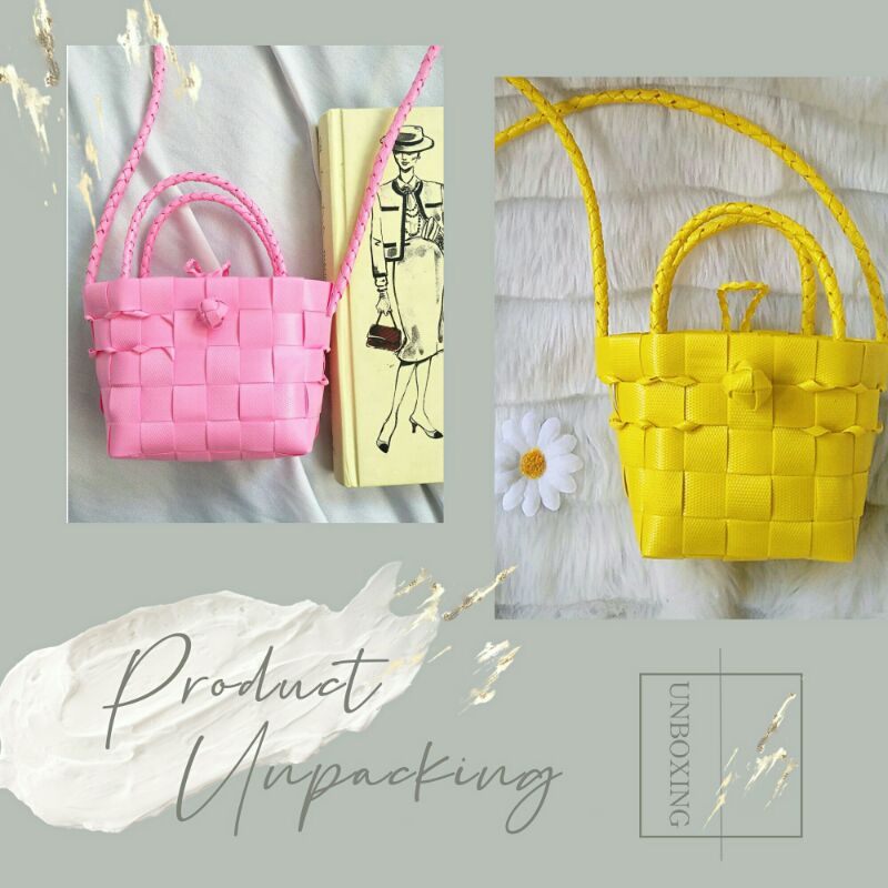 Túi đan handmade kèm dây đeo chéo mini