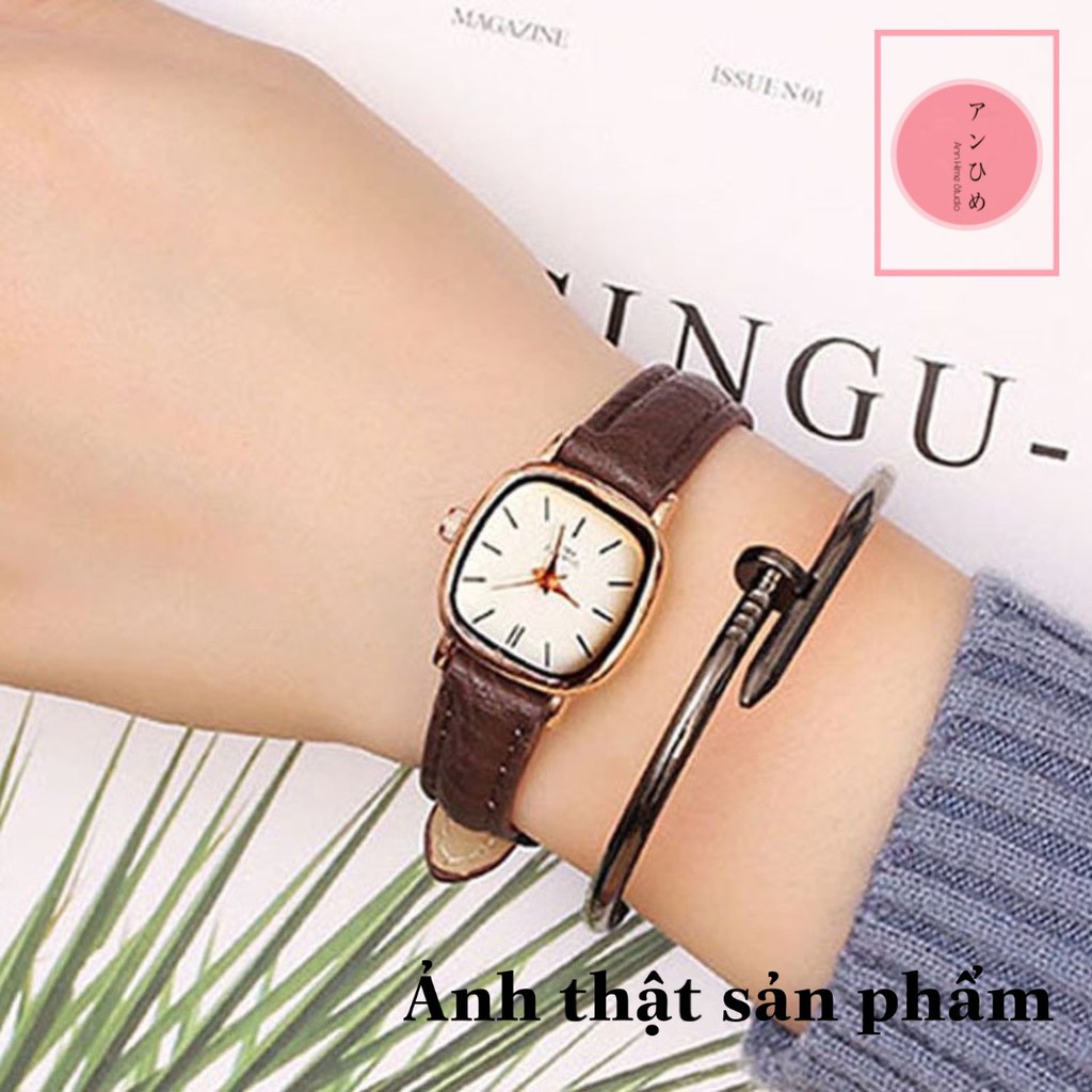 Đồng hồ nữ RATE mặt vuông dây da 22mm nhỏ xinh CHÍNH HÃNG✔️DH052102