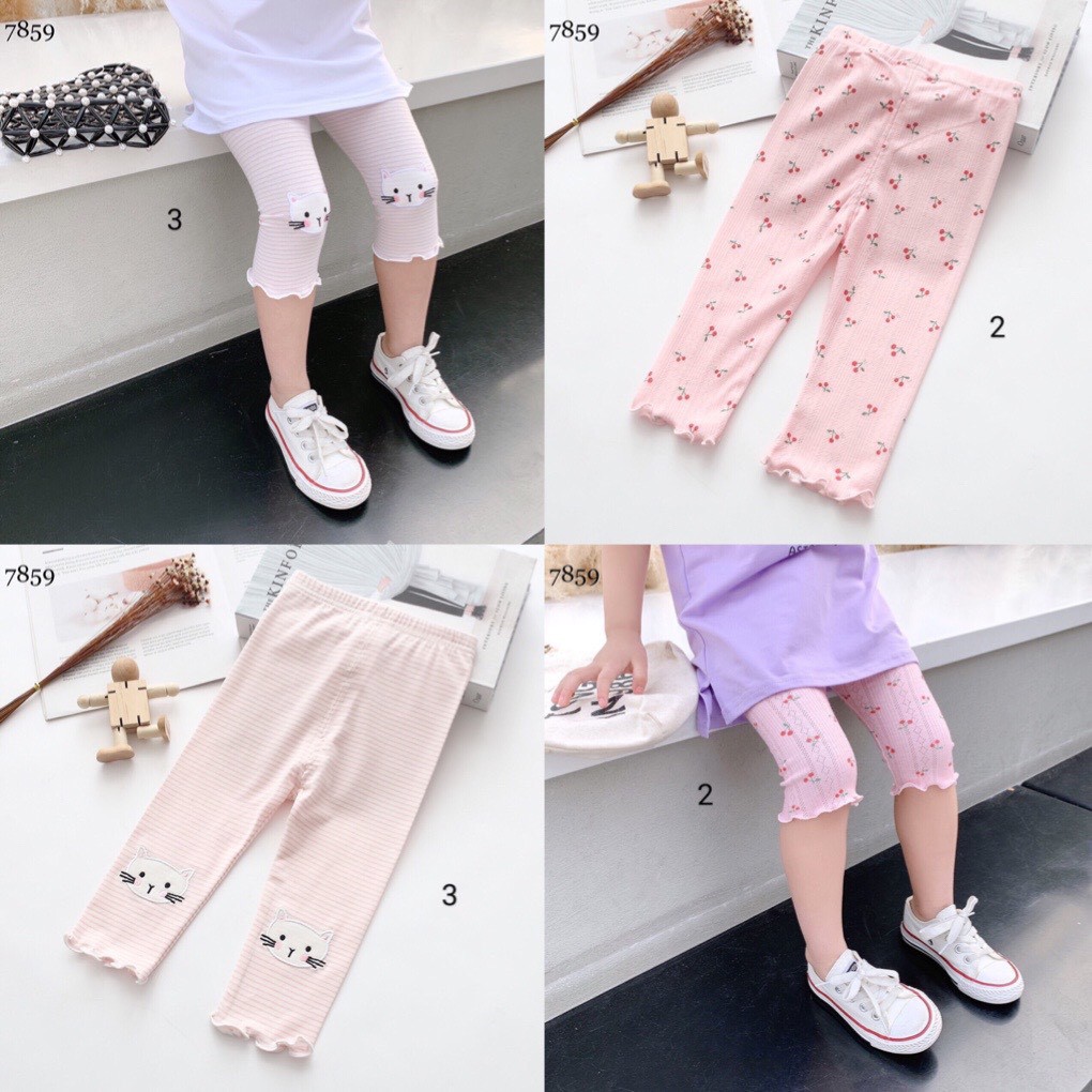 Quần legging RIO- quần leging ngố dài bé gái chất cotton co giãn 4c hàng có sẵn