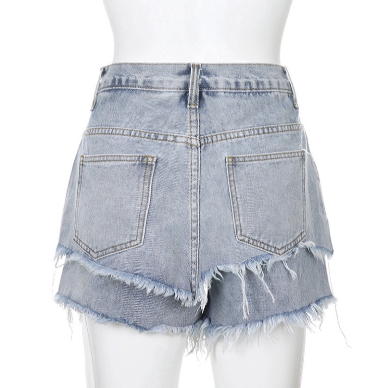 Sale 68% Quần Short Jeans Lưng Cao Cá Tính Dành Cho Nữ, Blue,M Giá gốc 418000đ - 7M21-2