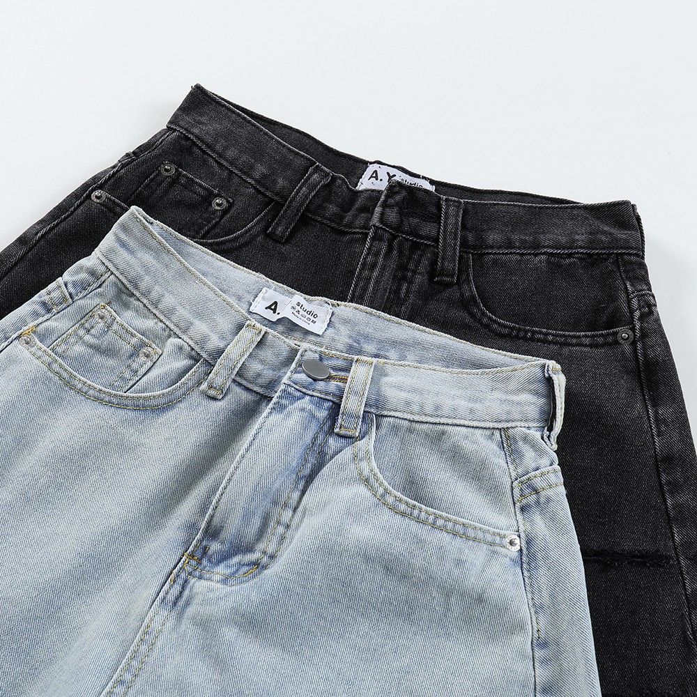 NUZIRO  Quần short denim  lưng cao phong cách Hàn Quốc cho nữ