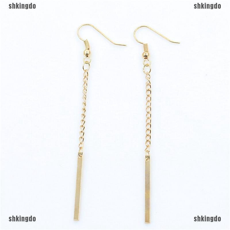 Khuyên tai dáng dài phối dây đơn giản thanh lịch