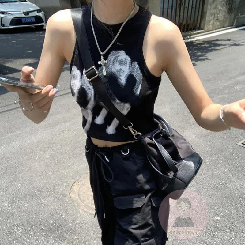 Áo Thun Tanktop Không Tay In Họa Tiết Graffiti Thời Trang Mùa Hè Dành Cho Nữ