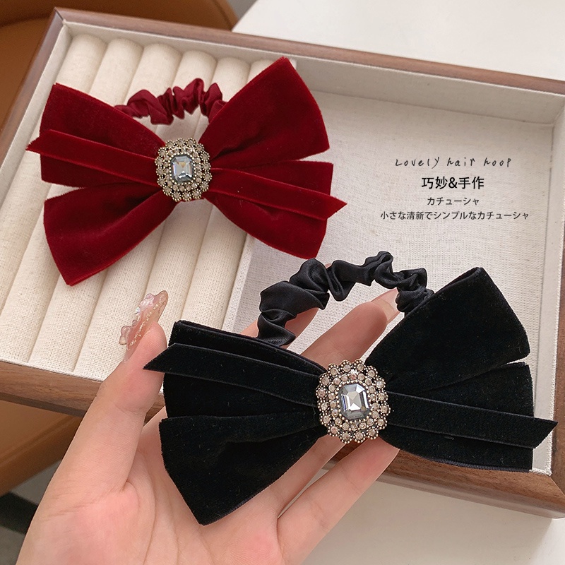 Dây Buộc Tóc Cao Su Satin Thắt Nơ Ruy Băng Cổ Điển Cao Cấp Cho Nữ