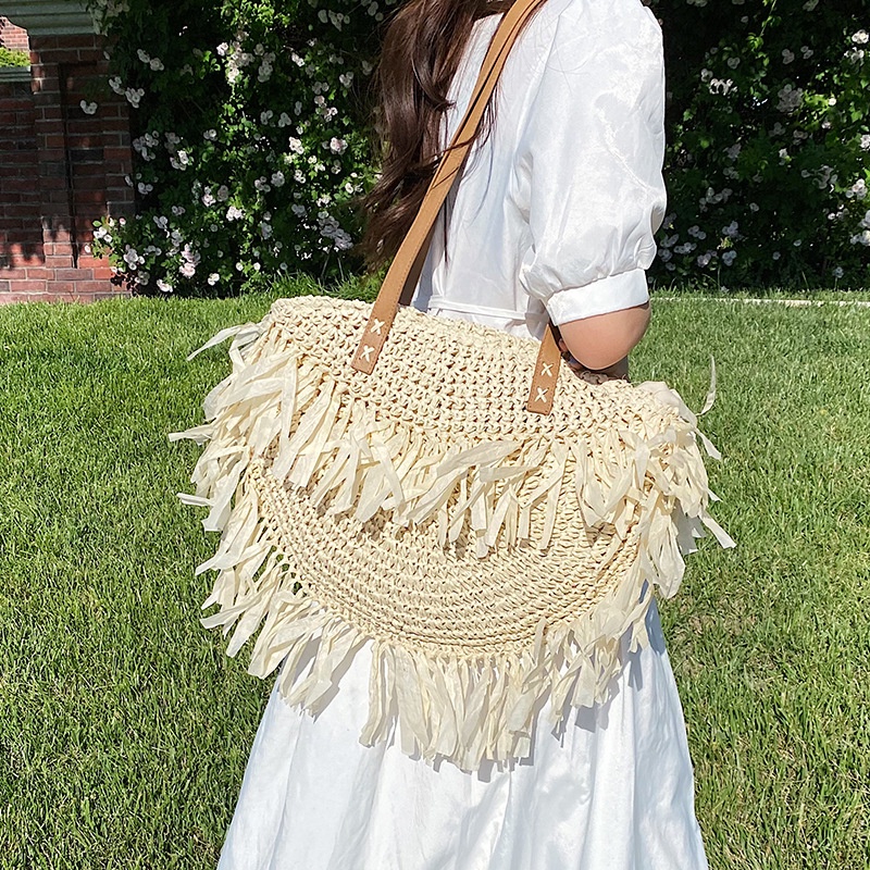 Túi Đeo Vai Đan Rơm Dung Tích Lớn Thời Trang Cho Nữ