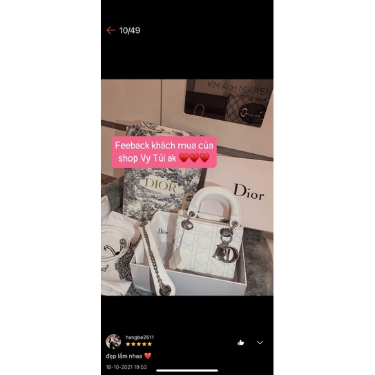 Túi Diiorrr vân 3  da trơn size 14cm - 17cm - 20cm mềm có quai cầm bản 2 dây full hộp video ảnh thật 6621#