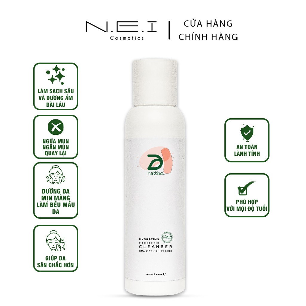 Sữa rửa mặt Thuần chay Men vi sinh NATTIME - Sữa rửa mặt lành tính - 120ml | BigBuy360 - bigbuy360.vn