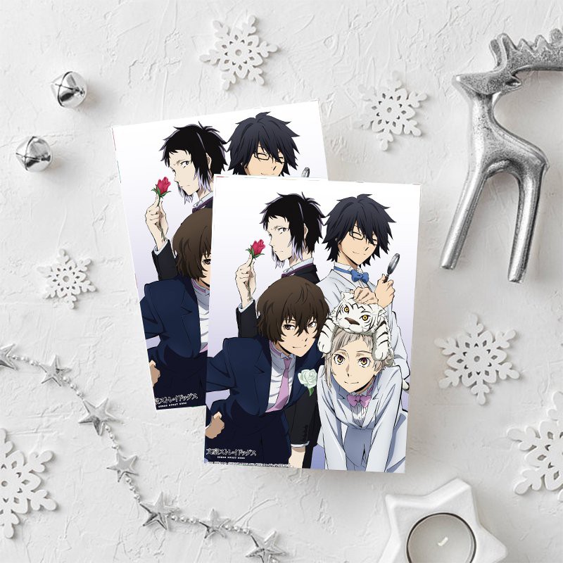 (V02) Tấm Postcard anime cao cấp giấy 260gsm BUNGOU STRAY DOGS Văn hào lưu lạc hình chibi ảnh đẹp