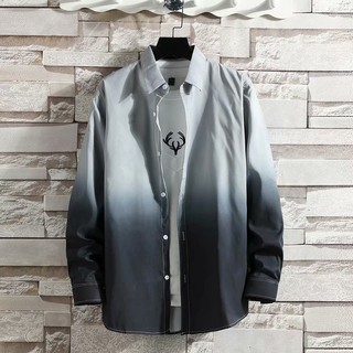 Áo sơ mi tay dài phối màu gradient 2 kiểu tùy chọn size M-3XL dành cho nam
