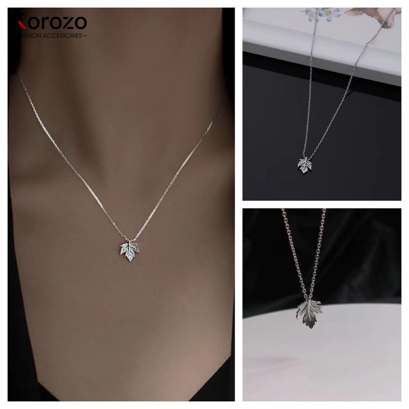 Korozo Vòng cổ Mặt Hình Lá Phong Thiết Kế Đơn Giản Cho Nữ