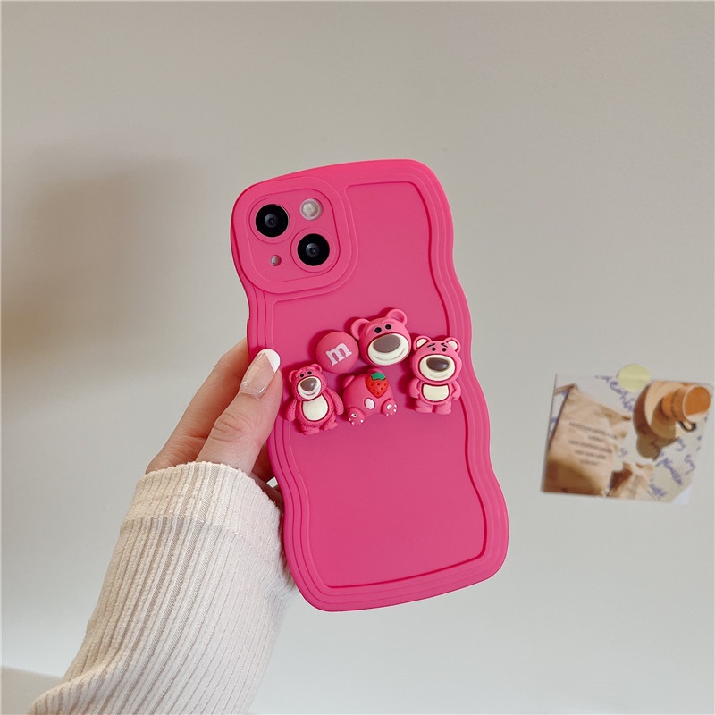 Ốp Điện Thoại TPU Mềm Hình Gấu 3D Hoạt Hình Có Dây Đeo Tay Chống Rơi Cho IPhone 13 12 11 Pro Max X XS XR 8 7 6 Plus