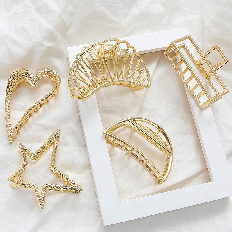 Kẹp tóc kim loại thiết kế cổ điển đơn giản cho nữ