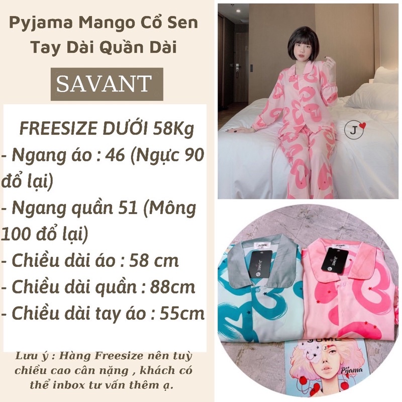 [MANGO] Pijama Tay Dài Quần Dài Cổ Sen Siêu Xinh - VIDEO CHÍNH CHỦ