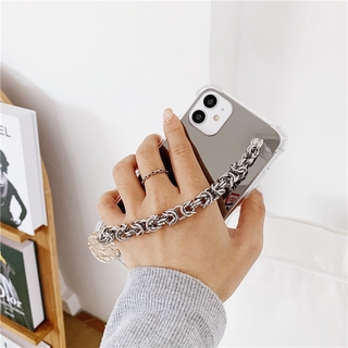 Ốp điện thoại có vòng tay dây xích sáng bóng cho iPhone 12 Mini 11 Pro Max X Xs Xr 7 8 Plus SE 2020