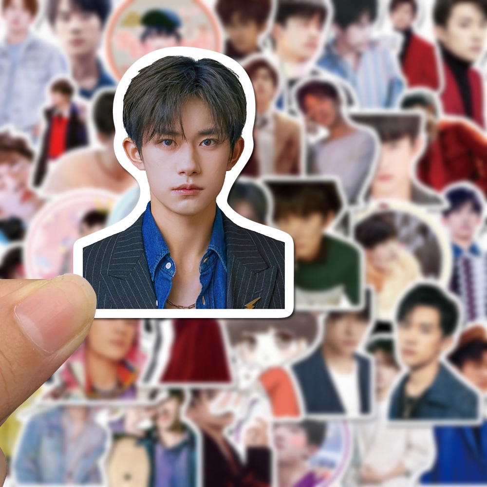 Bộ 50 miếng dán trang trí cốc nước/ máy tính xách tay chống thấm nước hình Dịch Dương Thiên Tỉ