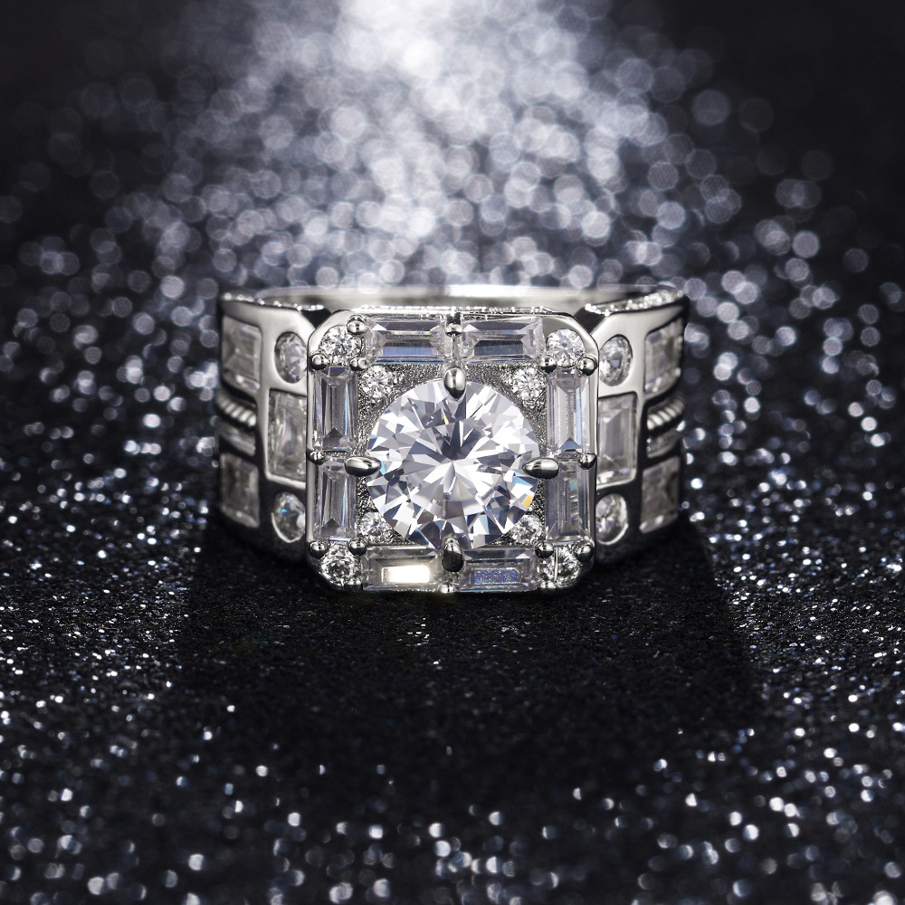 Nhẫn Cưới Chất Liệu Titan Mạ Bạc 925 Màu Vàng Hồng Trang Trí Đá Pha Lê